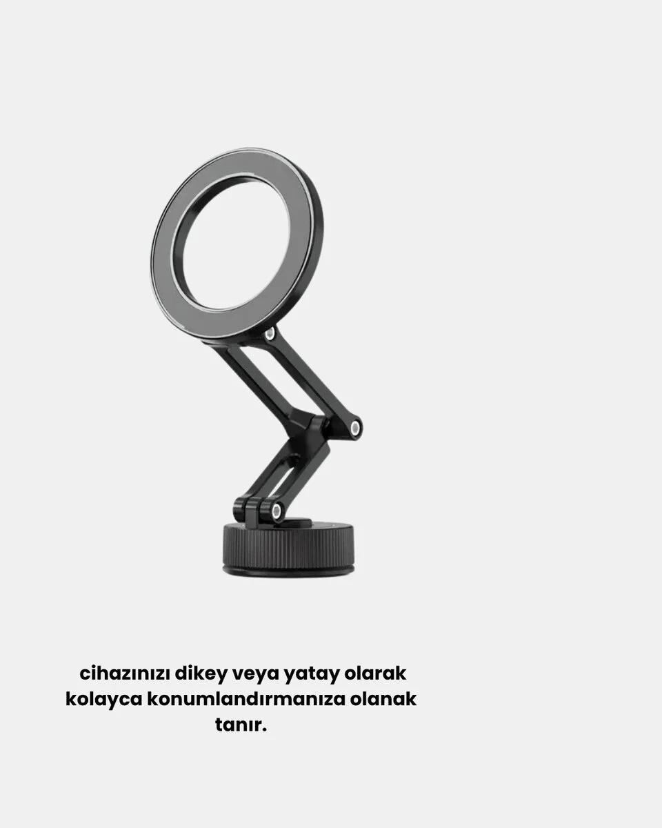 Katlanır Manyetik Araç İçi Telefon Tutucu - MagSafe Uyumlu 360° Döner Güvenli Tutucu