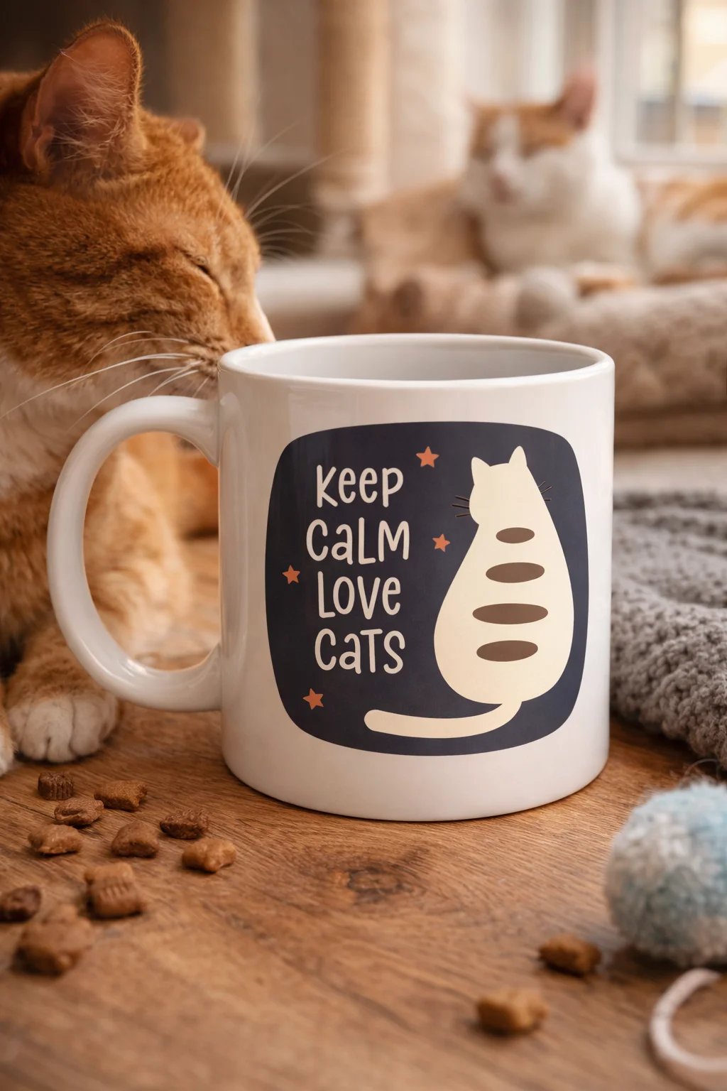 Northcity Keep Calm Love Cats Kedi Temalı Porselen Kahve & Çay Ku