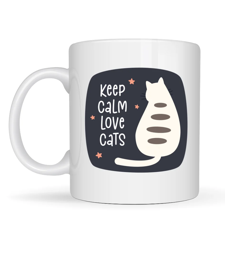 Northcity Keep Calm Love Cats Kedi Temalı Porselen Kahve & Çay Ku