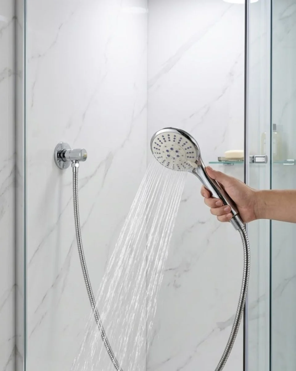 Kireç Önleyici El Duşu Seti - Spiral Hortumlu Hareketli Askı ile Banyo Konforu