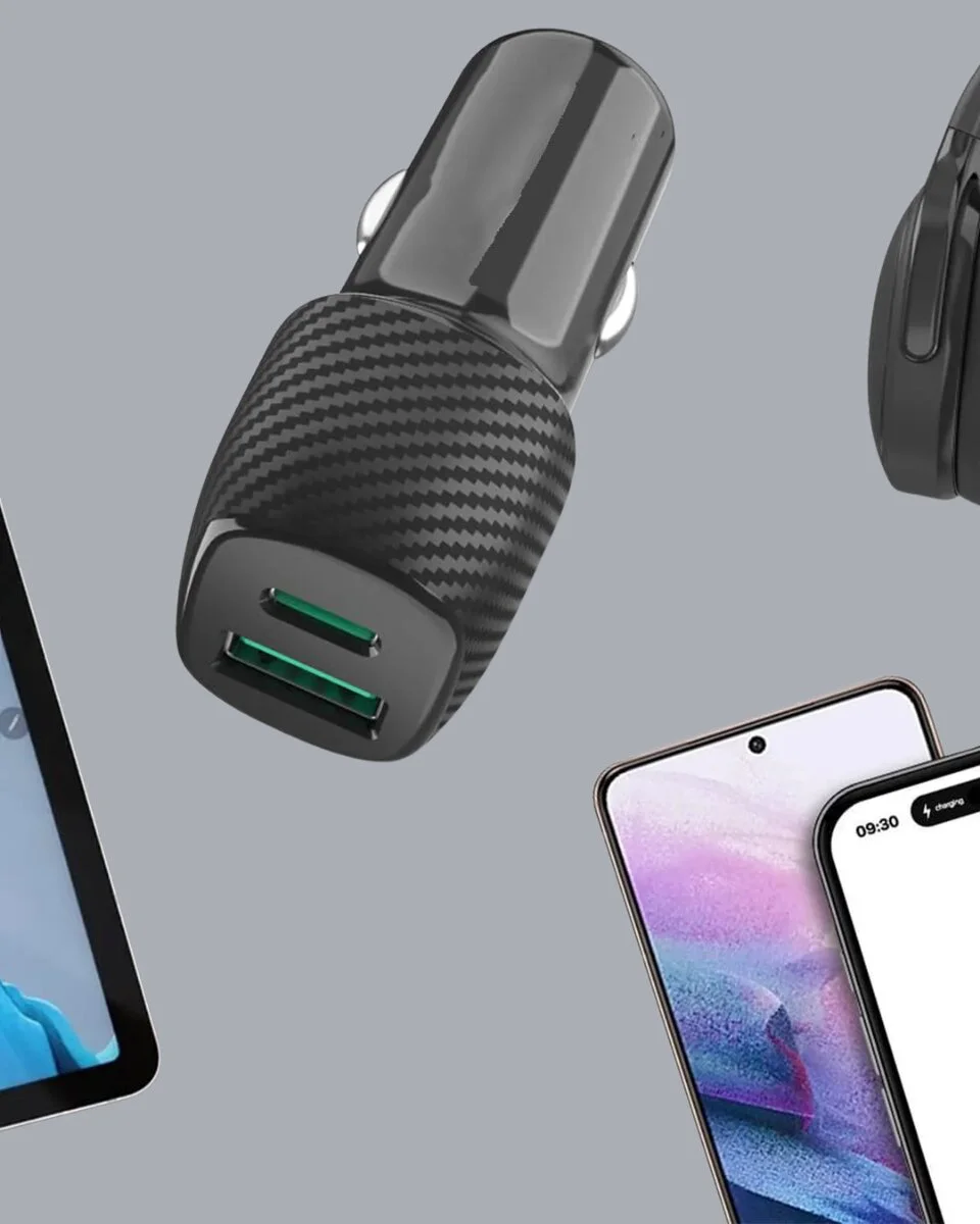 Kompakt Type-C + USB Araç Şarj Başlığı - 38W Hızlı ve Güvenli Şarj