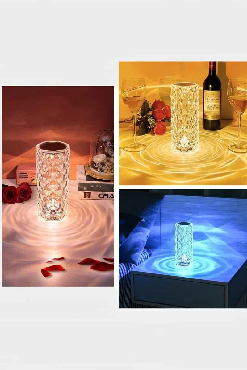 Kristal Dokunmatik RGB LED Masa ve Gece Lambası - 7 Renk Kumandalı Dekoratif Aydınlatma