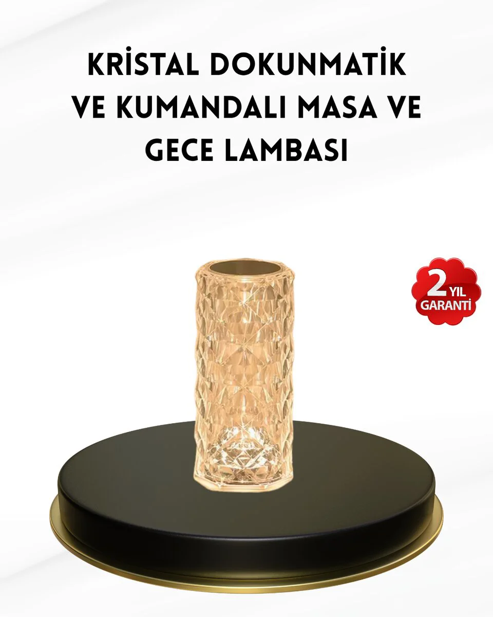 Kristal Tasarımlı RGB LED Gece Lambası Kumandalı Renk Değiştiren Dekoratif Işık