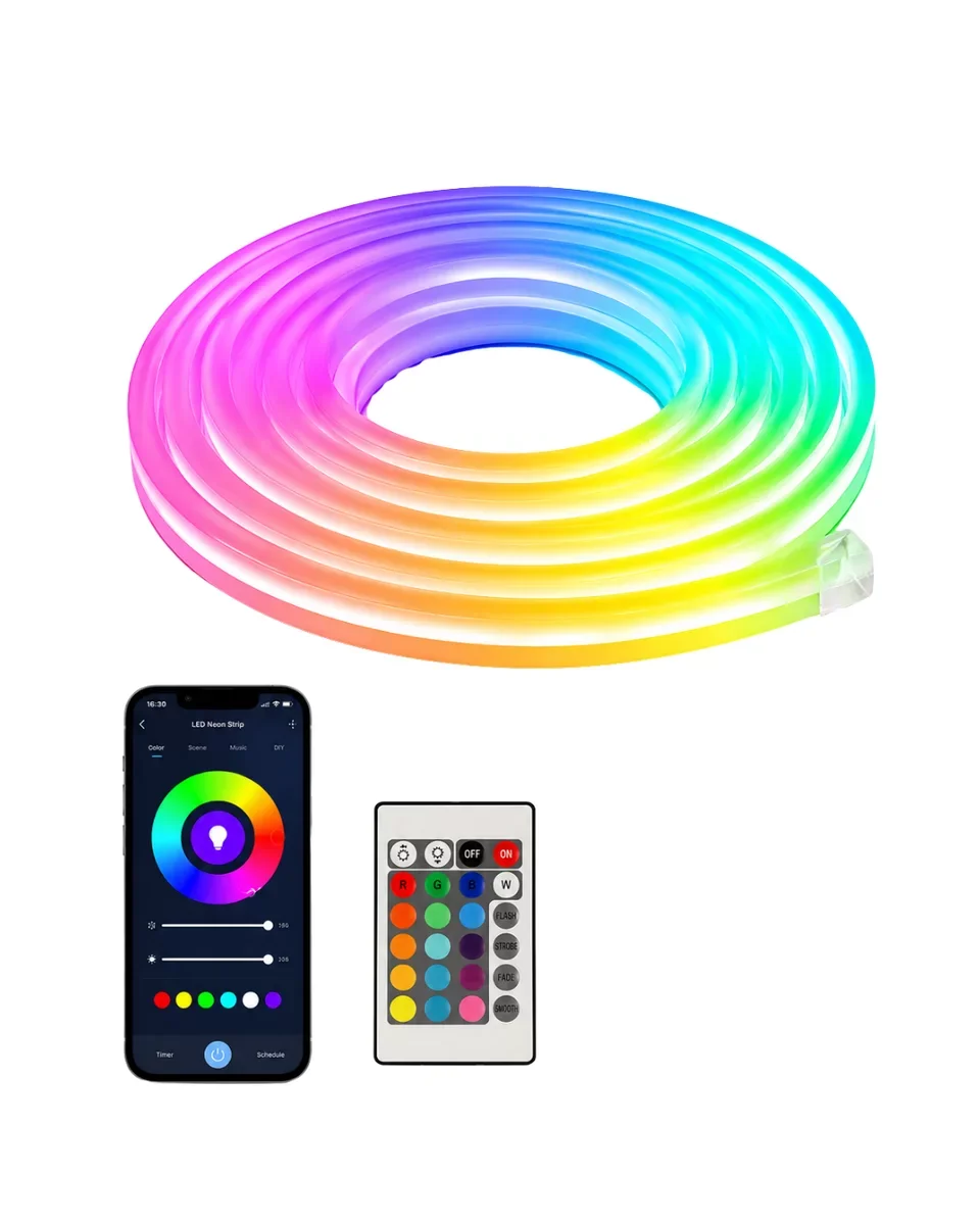 Kumandalı Su Geçirmez RGB Neon Led Şerit Işık - Müzik Senkronlu ve TV Dekorasyonu İçin