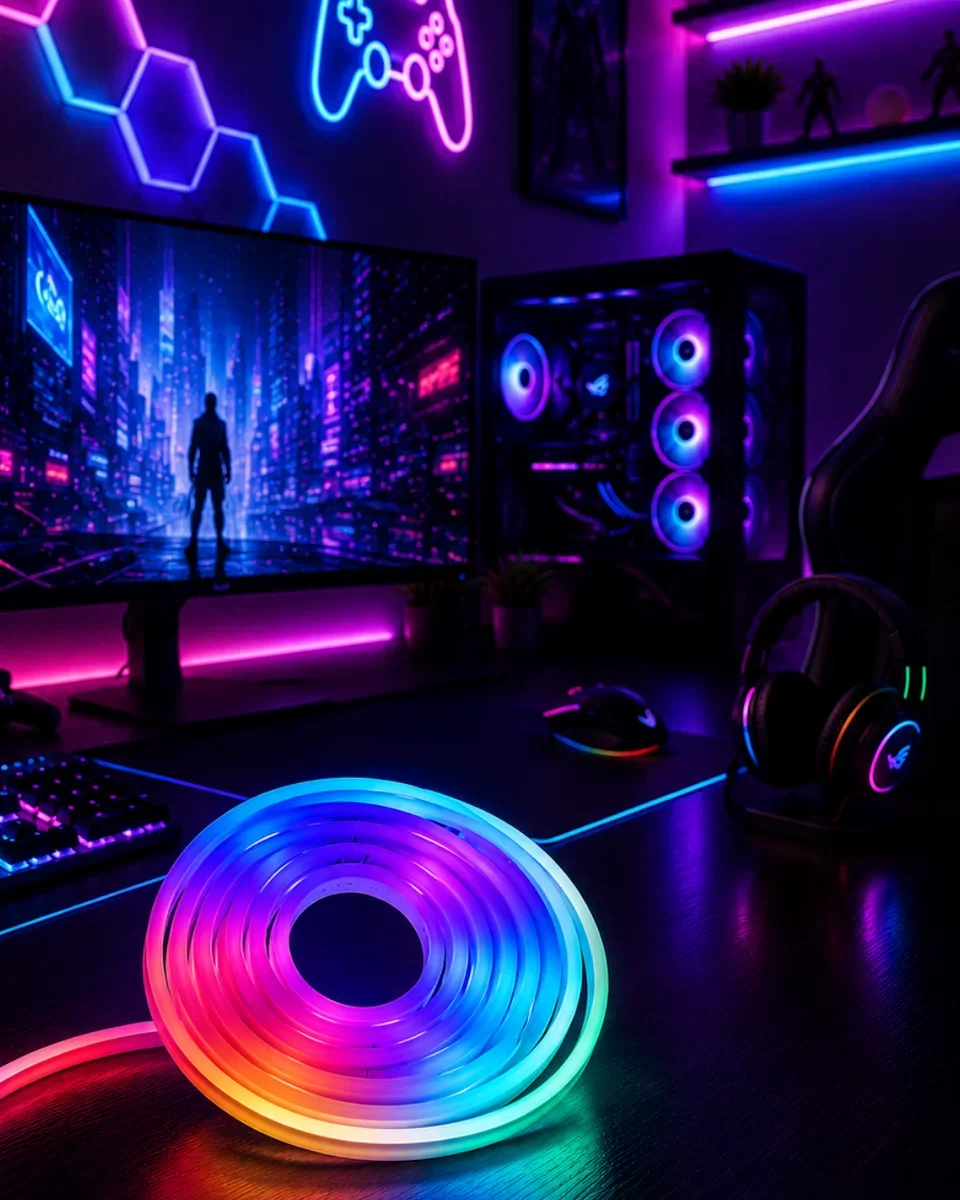 Kumandalı Su Geçirmez RGB Neon Led Şerit Işık - Müzik Senkronlu ve TV Dekorasyonu İçin