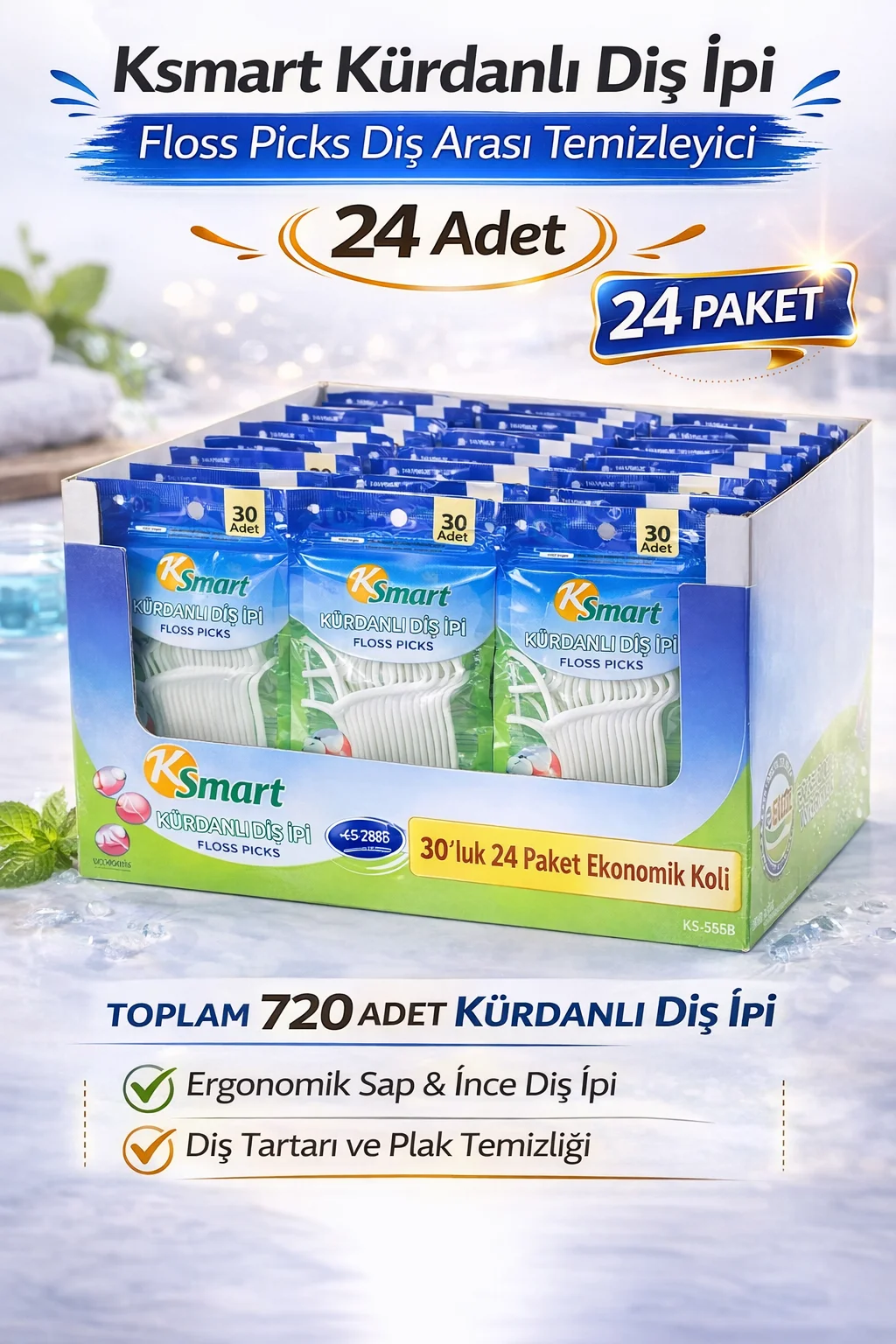 Northcity Kürdanlı Diş İpi 30 Adet Floss Picks - Diş Arası Temizl