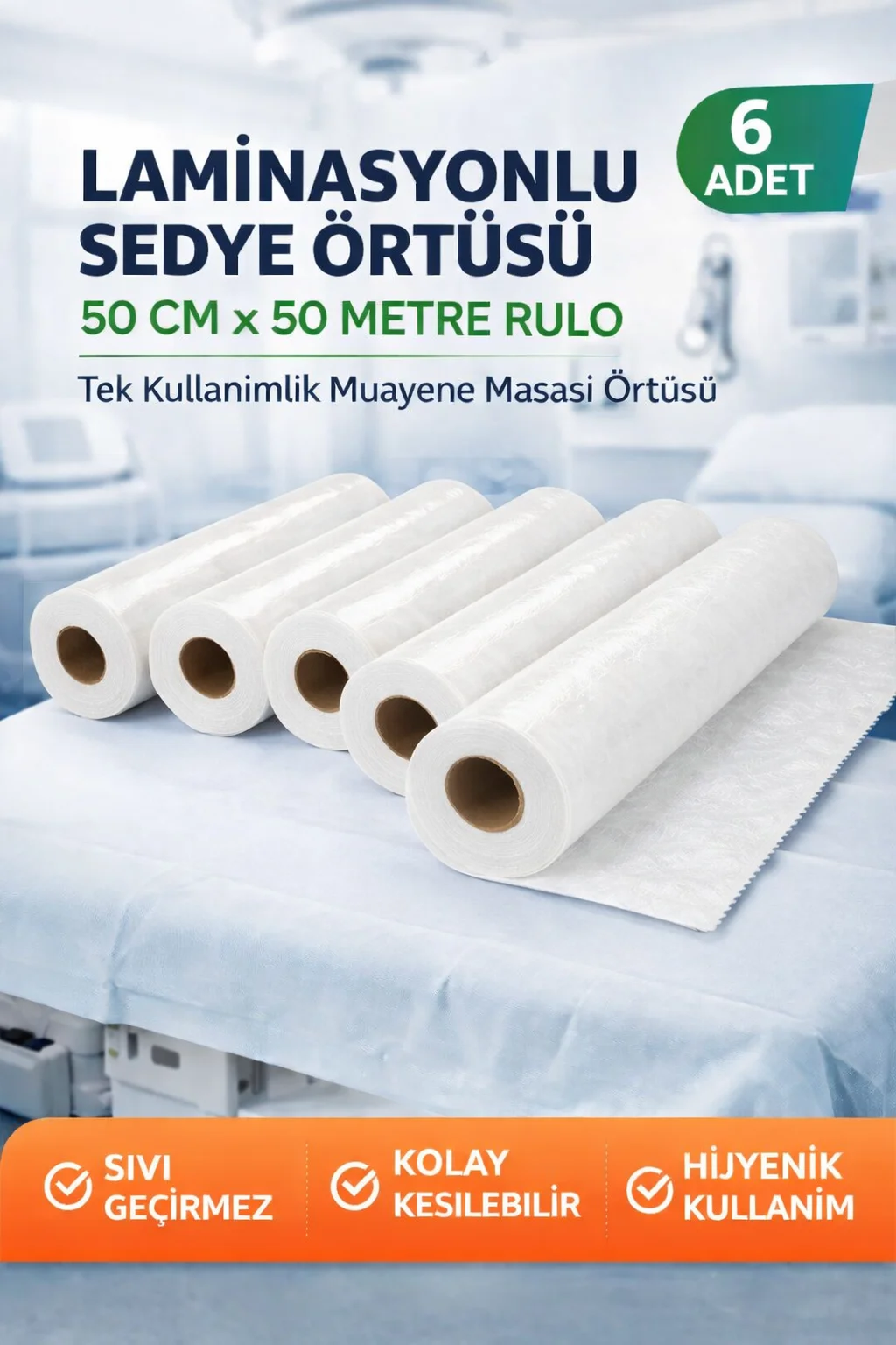 Northcity Laminasyonlu Sedye Örtüsü 50cm x 50m Tek Kullanımlık 6 