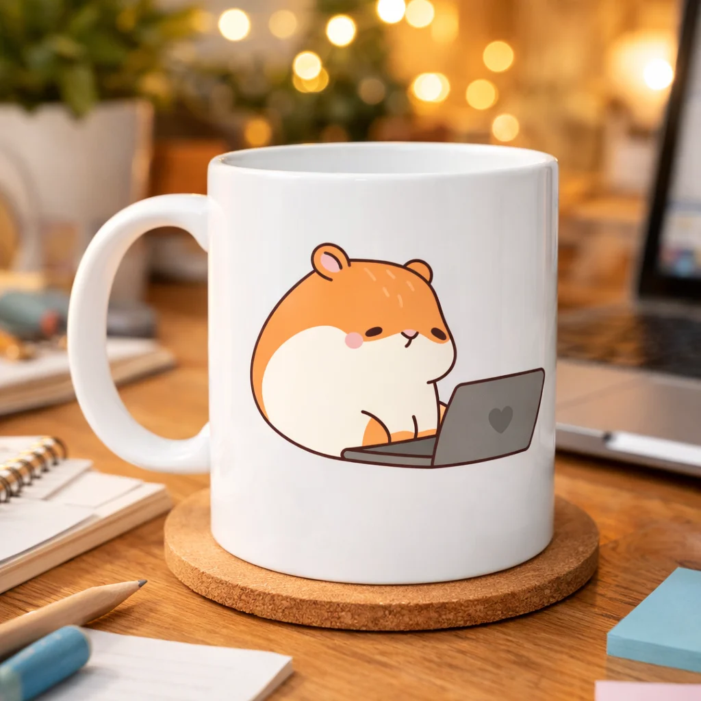 Northcity Laptoplu Hamster Desenli Porselen Kupa MODEL 112 – Sevi