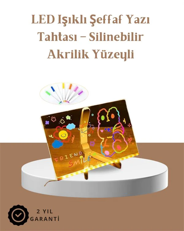 Northcity LED Aydınlatmalı Şeffaf Mesaj Tahtası - 30x20 cm Neon E