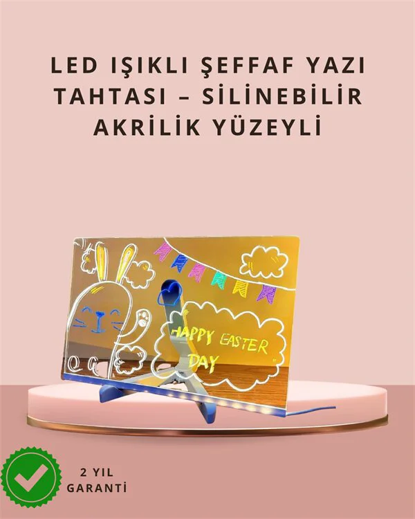 Northcity LED Işıklı Şeffaf Yazı Tahtası - Neon Etkili Akrilik Pa