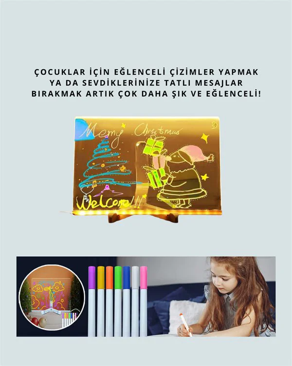 Northcity LED Işıklı Şeffaf Yazı Tahtası - Neon Etkili Akrilik Pa