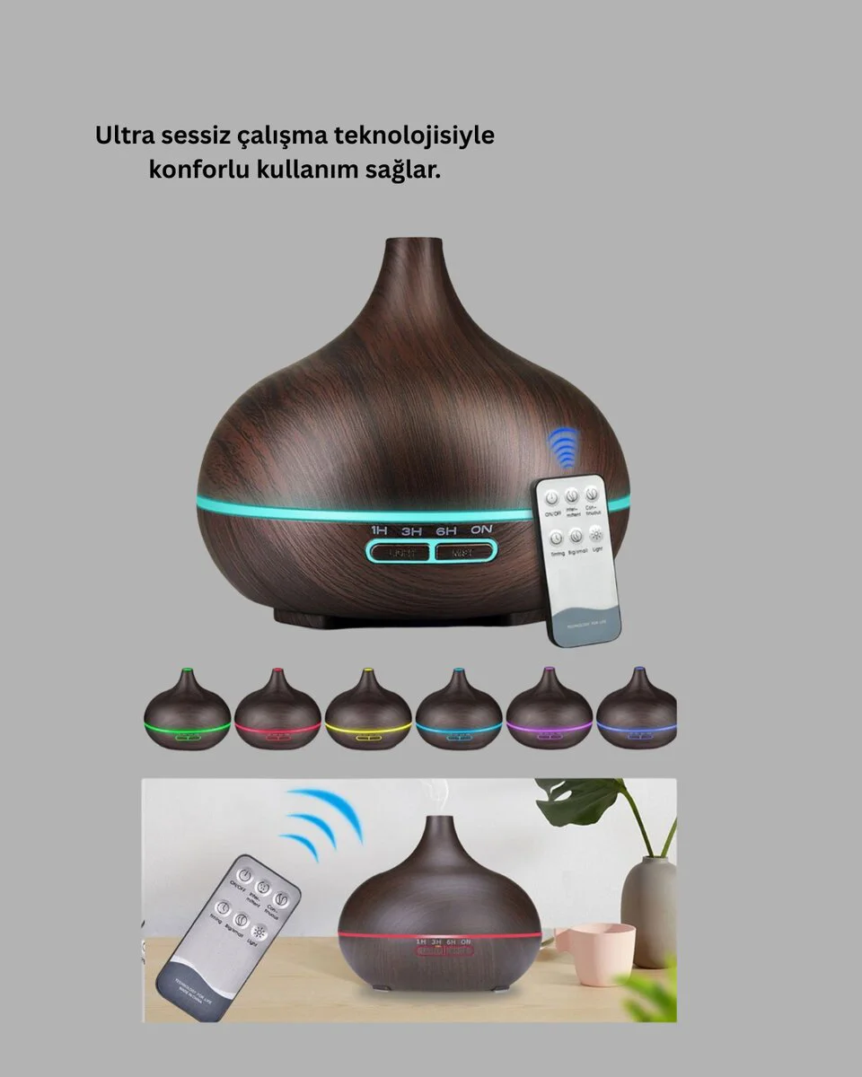 LED Işıklı Sessiz Çalışan Soğuk Buhar Nemlendirici - Aromaterapi ve Gece Lambası