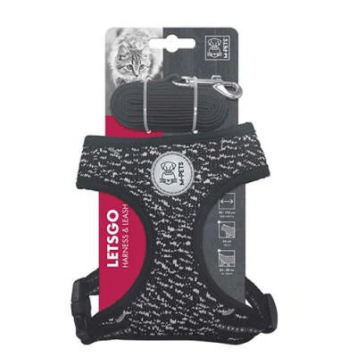 Northcity Letsgo Kedi Göğüs Tasması Seti 30-42 Cm - Siyah Kedi Gezdirme Takımı