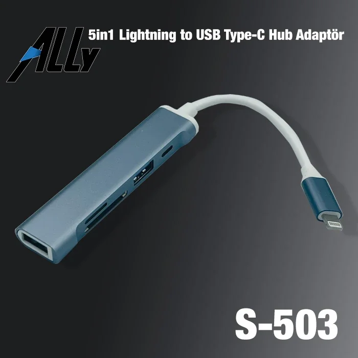 Lightning USB SD Kart Hub Adaptör 5’si 1 Arada iPhone iPad Uyumlu