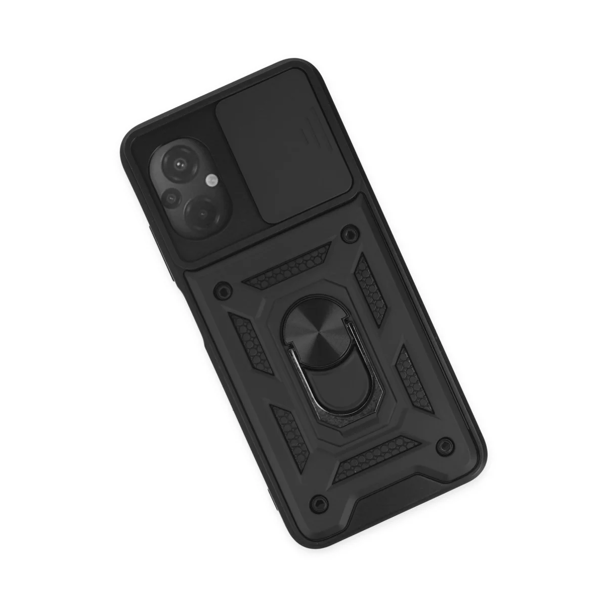 Northcity M5 Silikon Kılıf - Siyah Lens Korumalı, Şok Emici ve Metal Standlı Kılıf