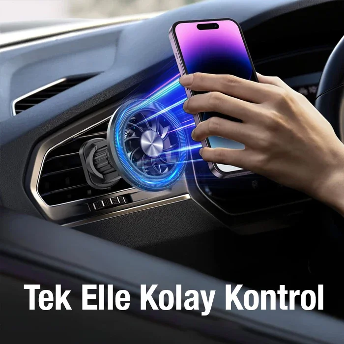 MagSafe Araç İçi Telefon Tutucu - 360° Döndürmeli, Engebeli Yollarda Titreme Yok