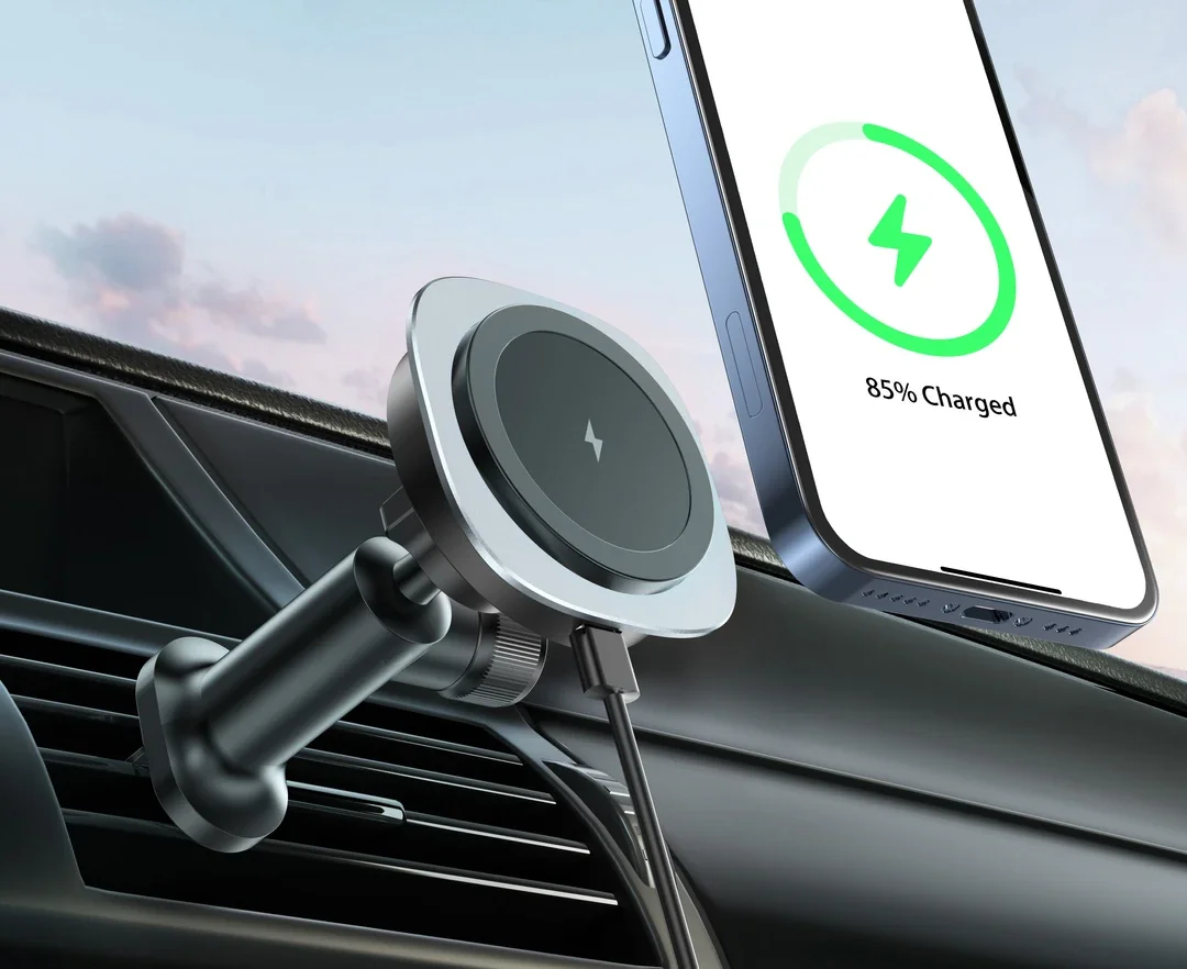MagSafe Araç İçi Kablosuz 15W Hızlı Şarj Telefon Tutucu - Manyetik Havalandırma Standı