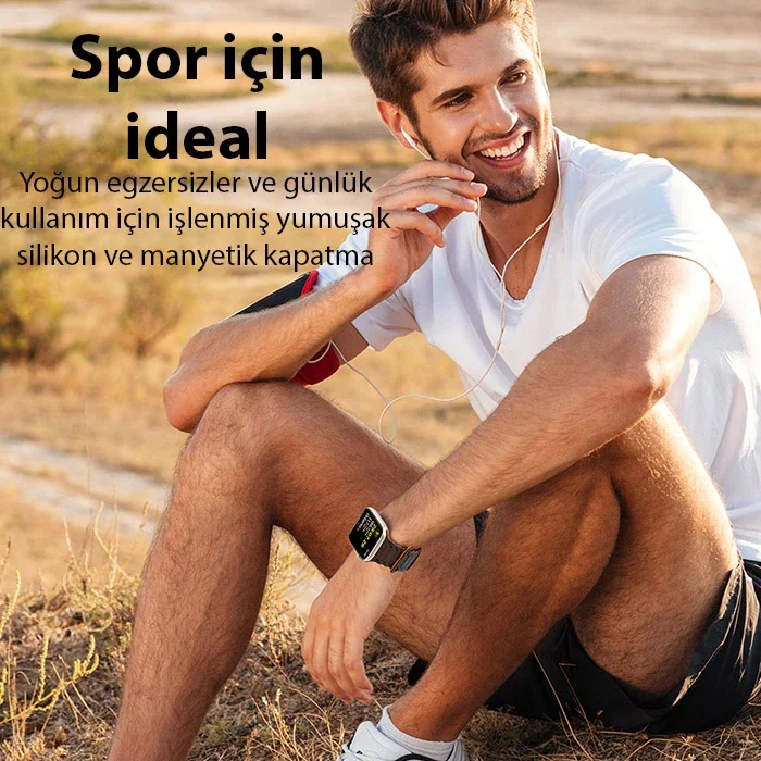 Manyetik Silikon Apple Watch Kordonu 38-40-41 mm - Terleme Yapmaz Cilt Dostu Kayış