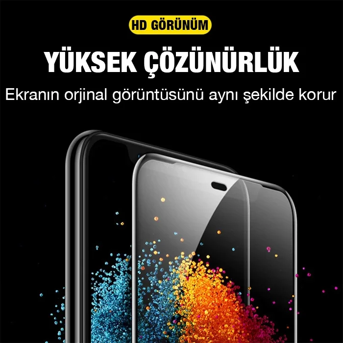 Mat Tam Yapışkanlı iPhone 13/13 Pro 6.1" Full Glue Matte Tempered Glass Ekran Koruyucu - Çizilmez Mat Cam