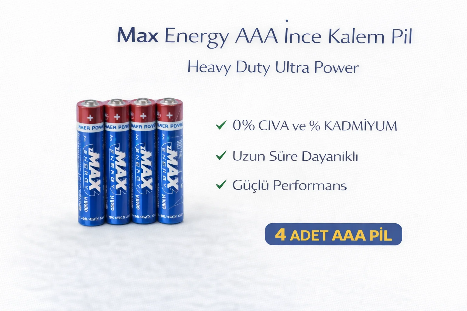 Northcity Max Energy AAA İnce Kalem Pil 1.5V R03 Heavy Duty Ultra