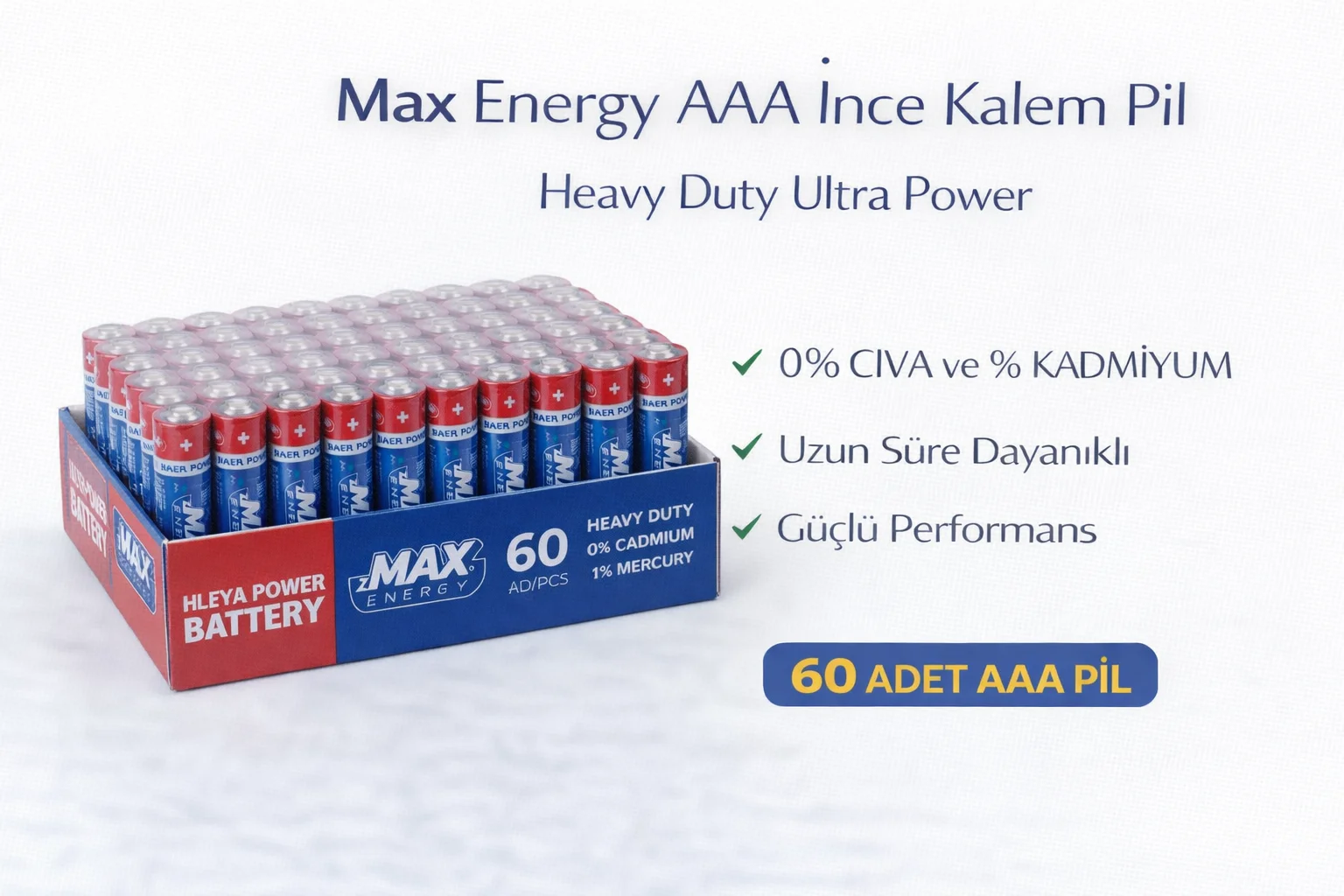 Northcity Max Energy AAA İnce Kalem Pil 1.5V Heavy Duty Ultra Pow