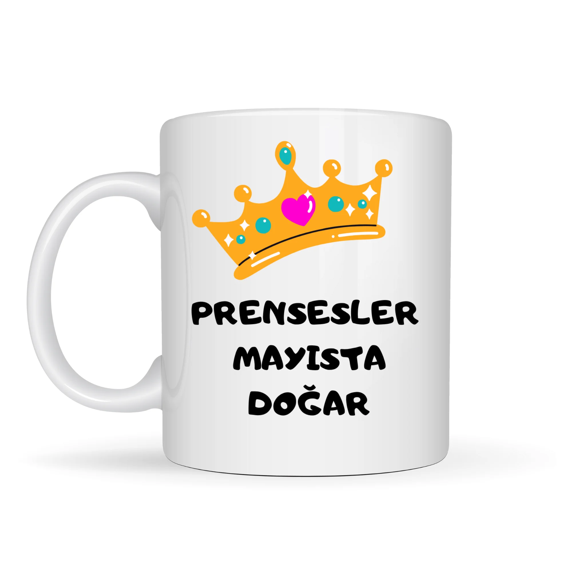 Mayıs Doğum Günü Kupası - Prensesler Mayısta Doğar Yazılı Taç Tasarımlı Seramik Kahve Kupası Model 249