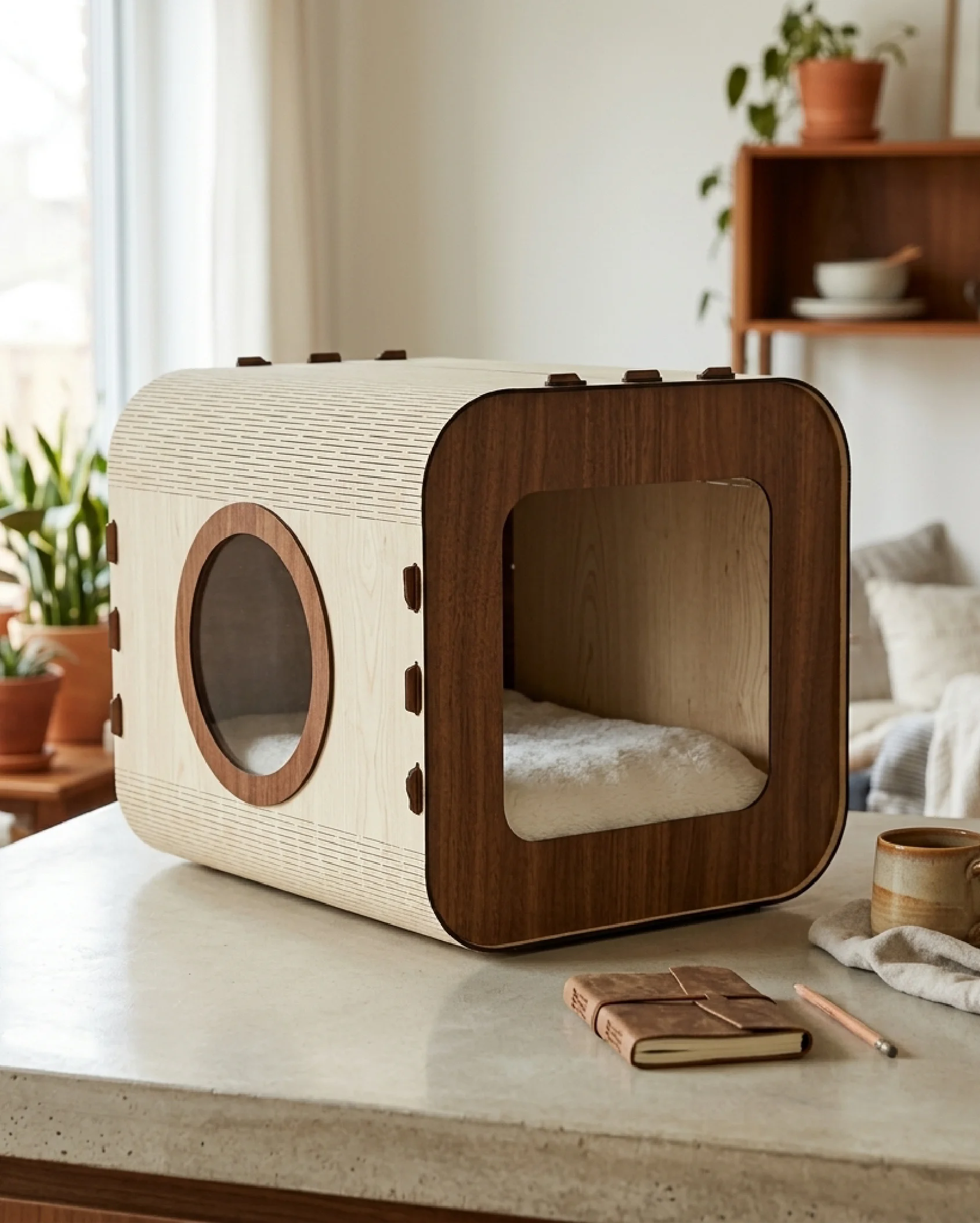 Northcity MDF Kedi Evi - 36x36x40cm Modern Tavanda Kedi Köşesi, Şık ve Kolay Kurulumlu