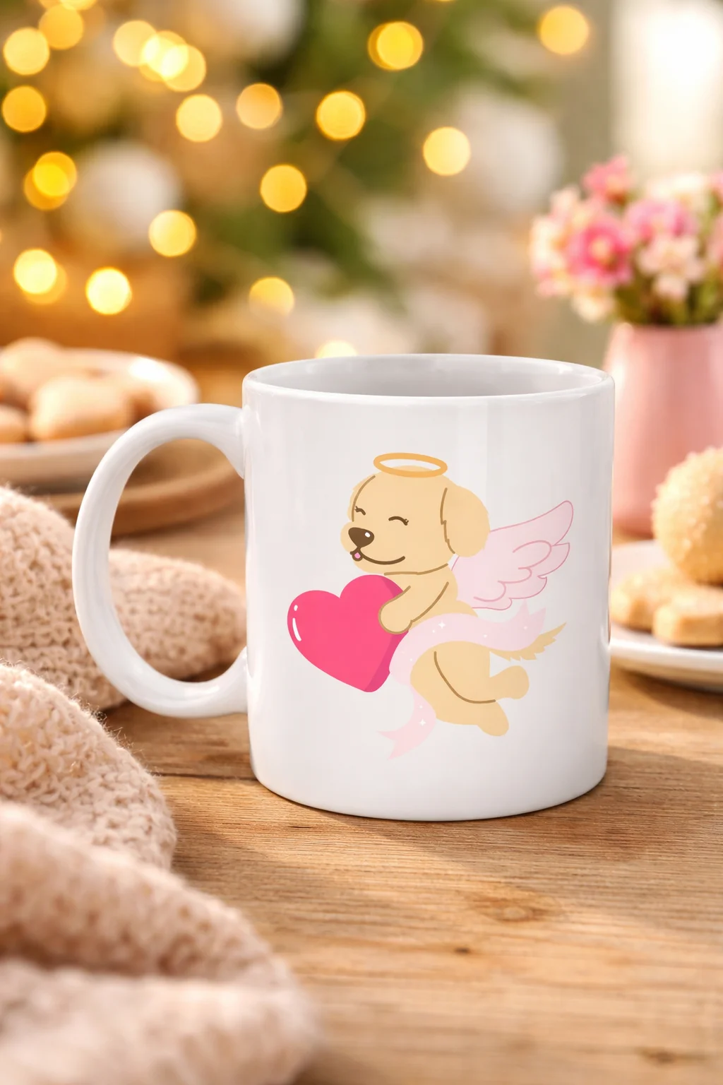 Northcity Melek Golden Retriever Porselen Kupa - Kalpli, Sevimli 