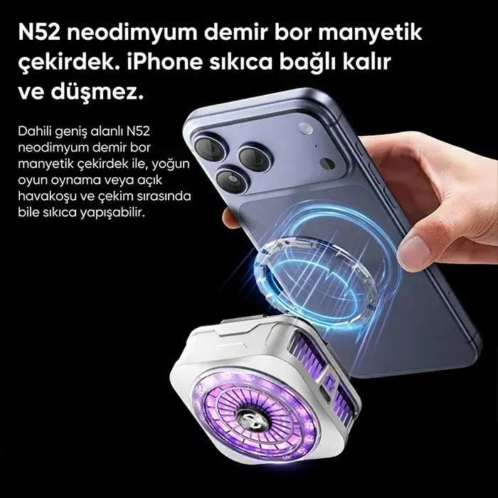 MEMO CX21 18W Manyetik Telefon Soğutucu RGB Işıklı Yarı İletken Buz Soğutmalı Mobil Oyun Fanı