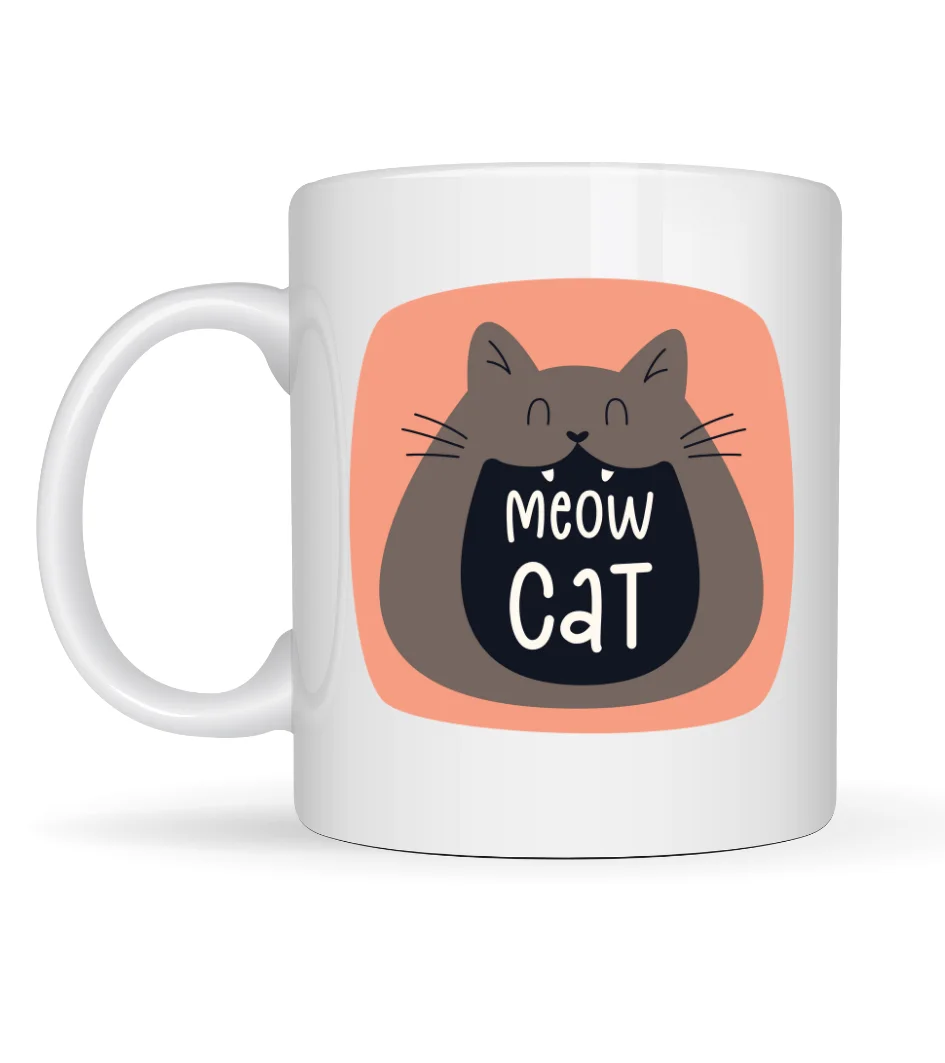 Northcity Meow Cat Kupa – Sevimli Kedi Tasarımı Porselen Kahve & 