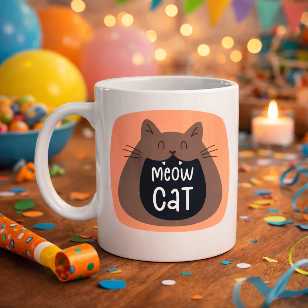 Northcity Meow Cat Kupa – Sevimli Kedi Tasarımı Porselen Kahve & 