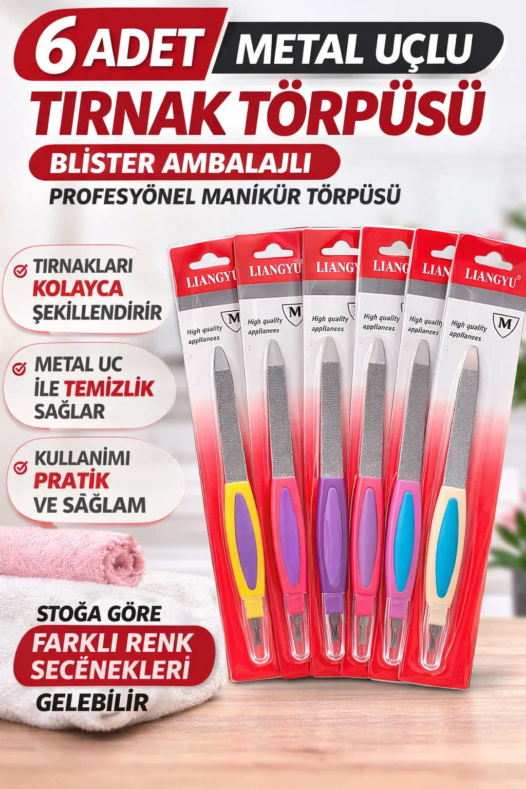 Northcity Metal Uçlu Tırnak Törpüsü Seti - 6 Adet Profesyonel Man