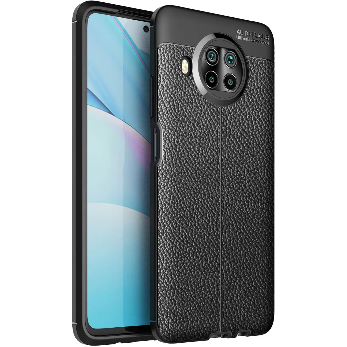 Northcity Mi 10T Lite Auto Focus Kılıf - Siyah TPU Deri Dokulu ve Ultra Hafif Kalkan