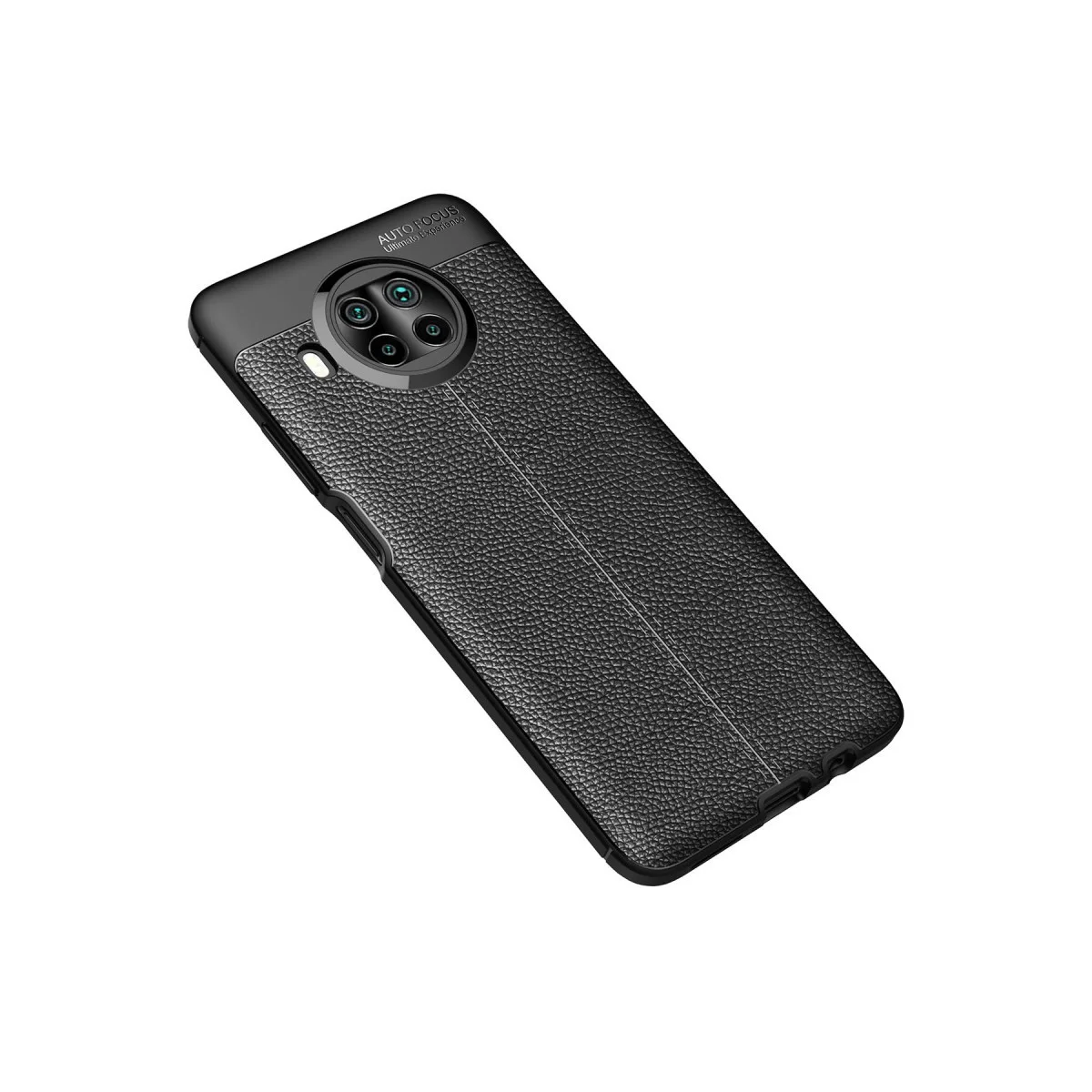 Northcity Mi 10T Lite Auto Focus Kılıf - Siyah TPU Deri Dokulu ve Ultra Hafif Kalkan