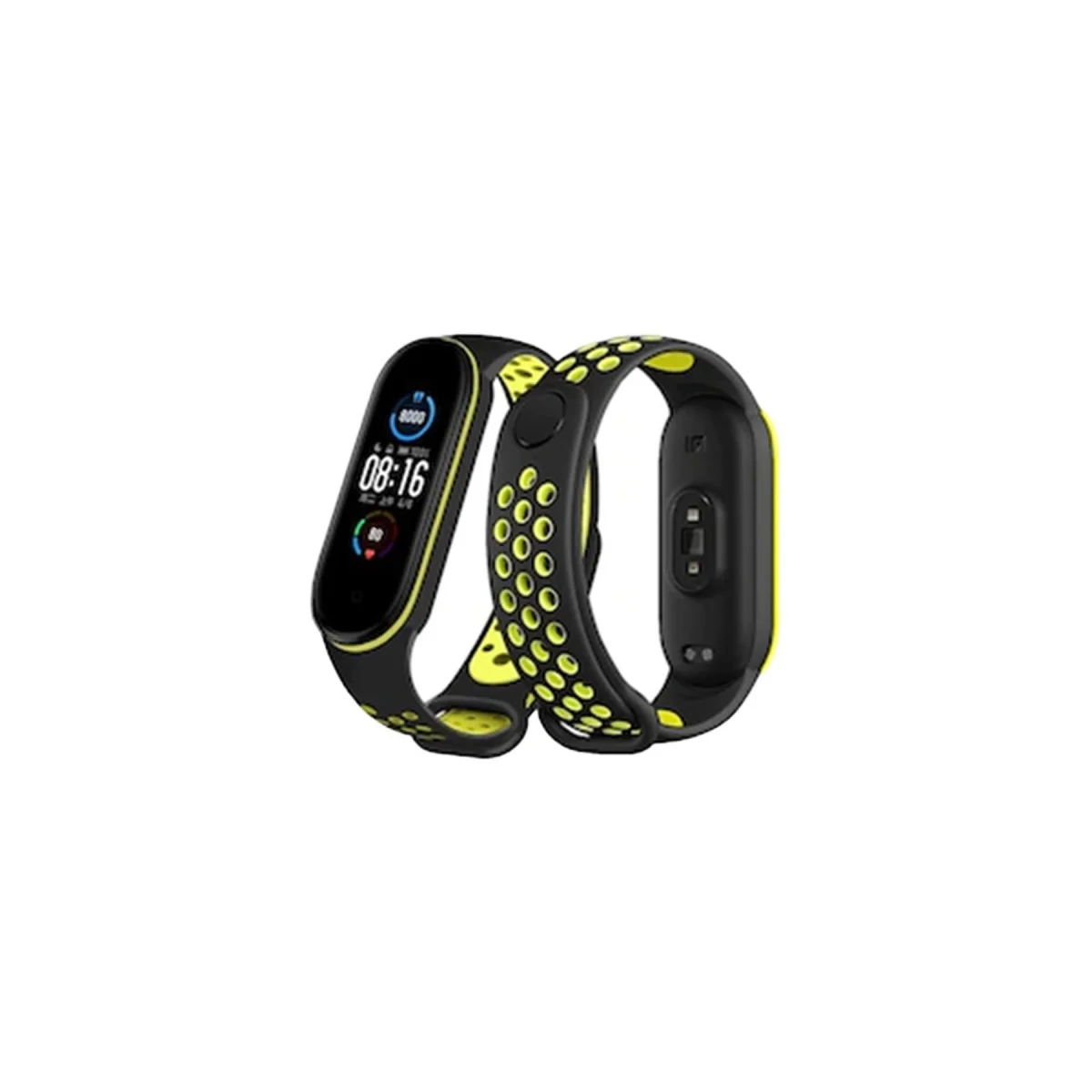 Northcity Mi Band 4 Spor Delikli Kordon Siyah-Yeşil - Dayanıklı ve Rahat Spor Takımı