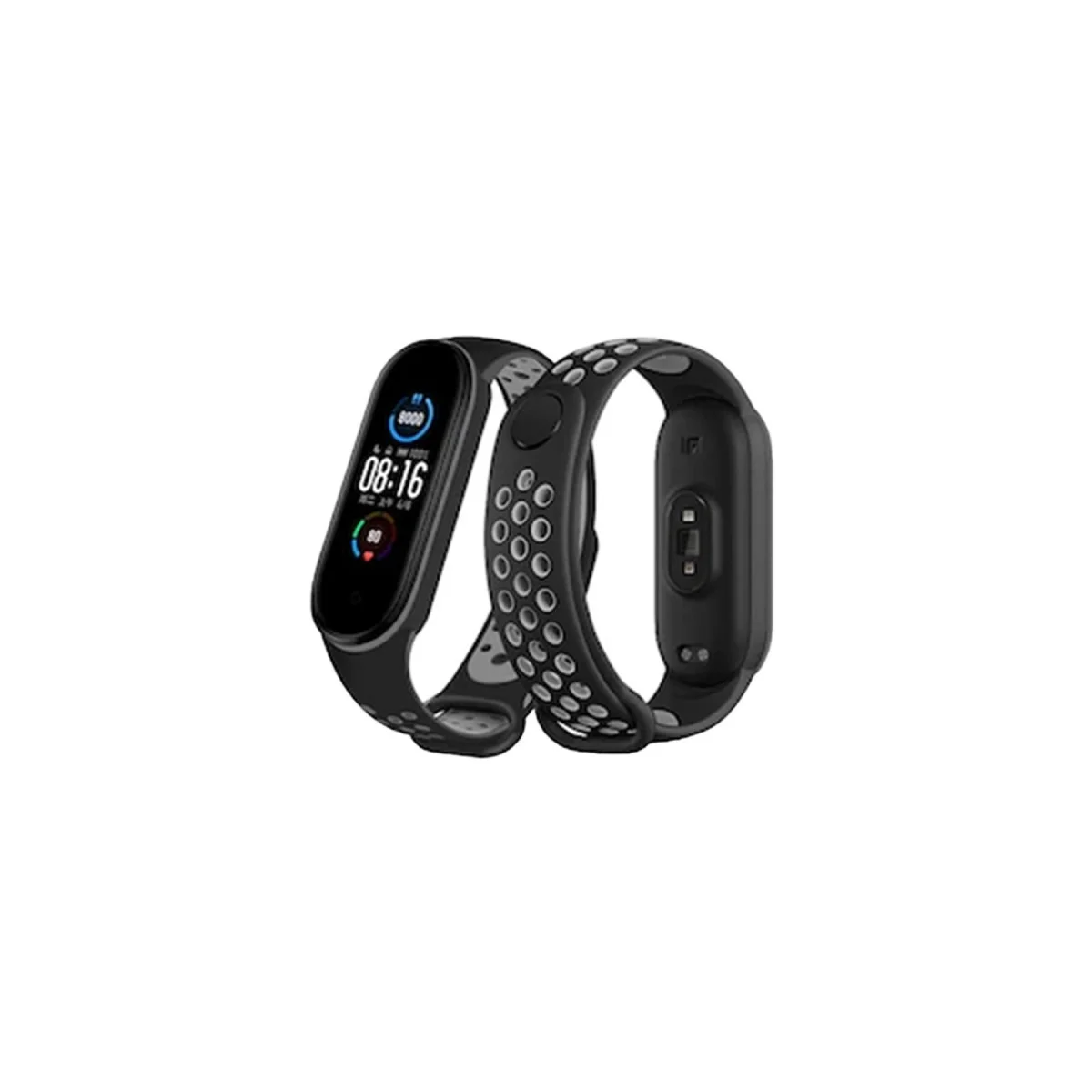 Northcity Mi Band 6 Spor Delikli Kordon Siyah-Gri - Dayanıklı, Şık ve Konforlu