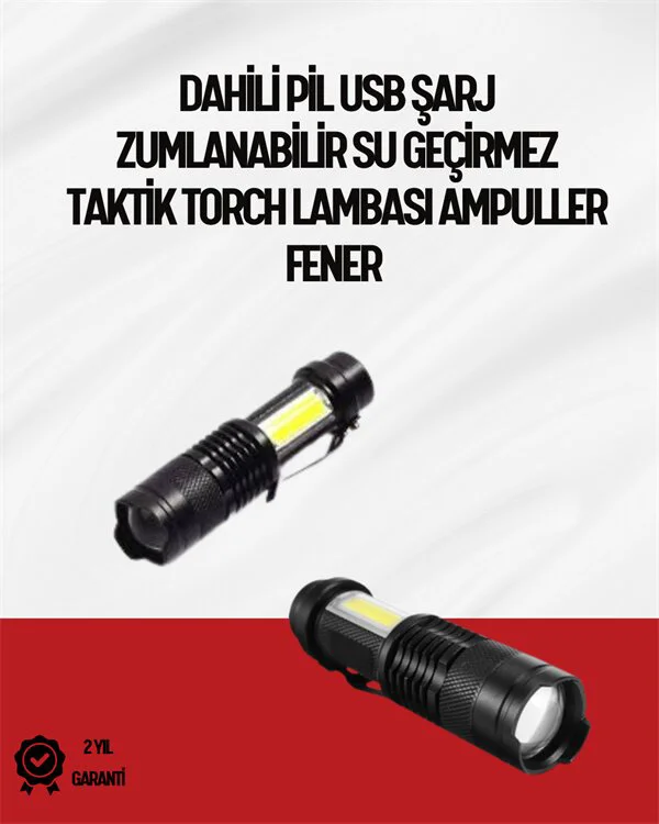 Northcity Mini Boy LED El Feneri - 2000 Lümen Su Geçirmez Tasarım