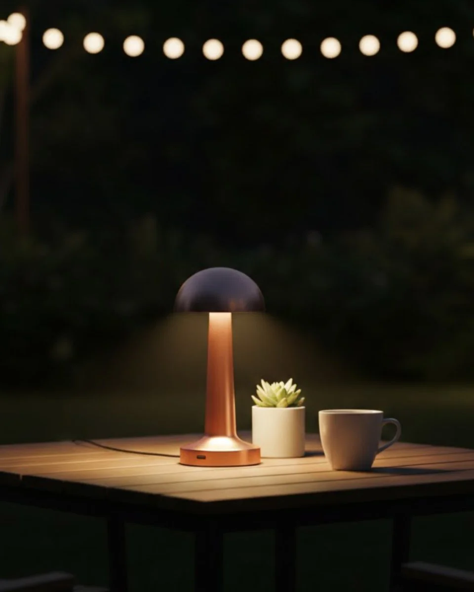 Modern Bronz Masa Lambası 3 Renk LED Dokunmatik Şarjlı Tasarım