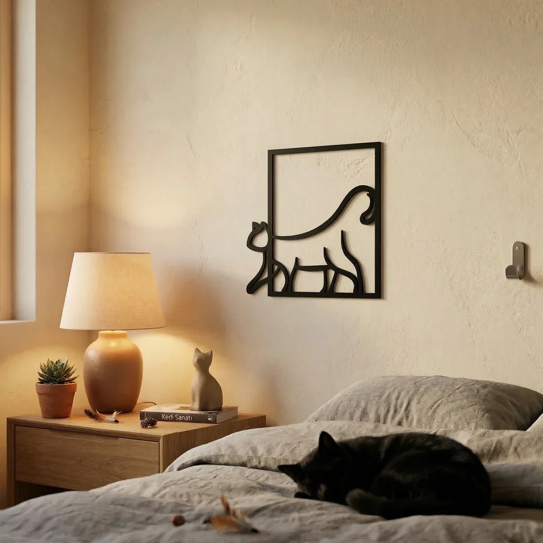 Northcity Modern Kedi Duvar Tablosu - MDF Lazer Kesim Minimalist 