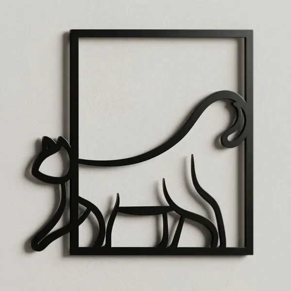Northcity Modern Kedi Duvar Tablosu - MDF Lazer Kesim Minimalist 