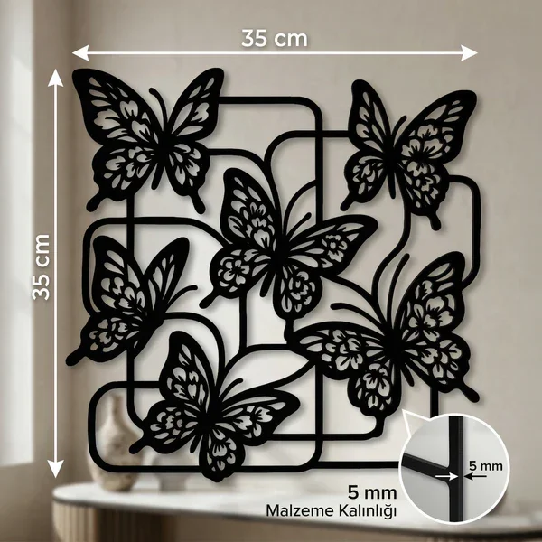 Modern Kelebek Duvar Tablosu MDF Lazer Kesim Çoklu Kelebek Figürleri