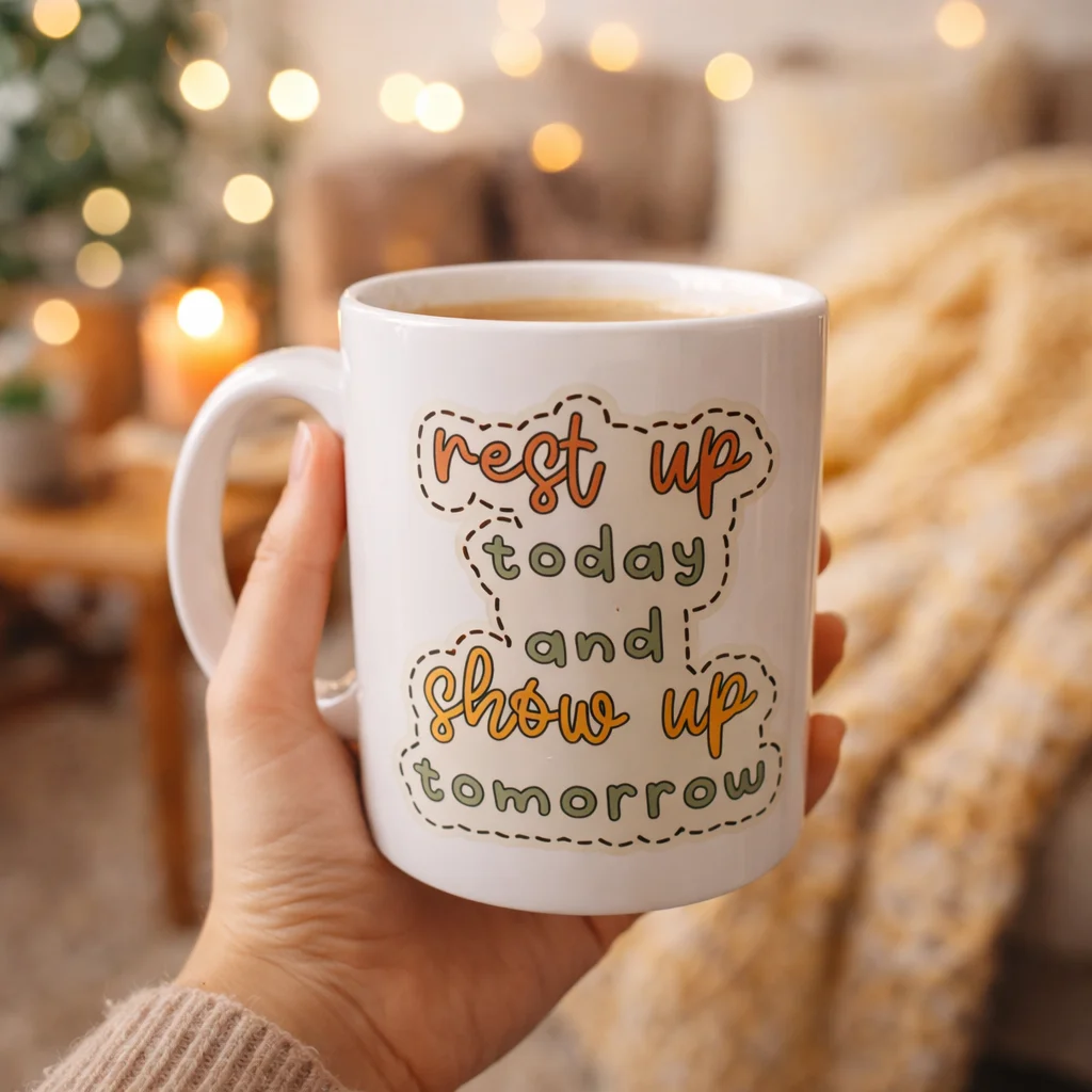 Northcity Motivasyon Porselen Kupa: “Rest Up Today, Show Up Tomor