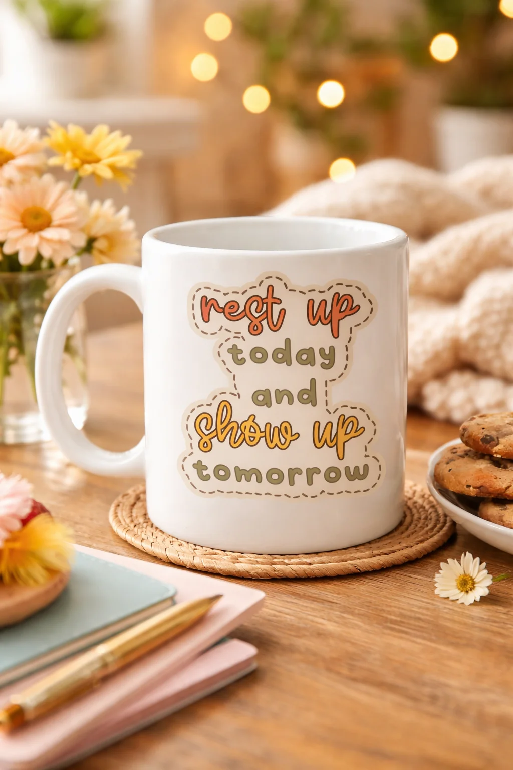 Northcity Motivasyon Porselen Kupa: “Rest Up Today, Show Up Tomor