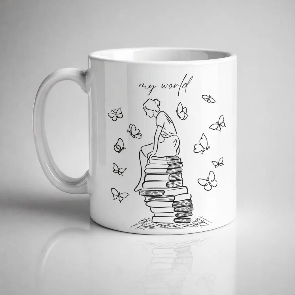 Northcity My World Kitap Temalı Minimal Baskılı Seramik Kahve Kup