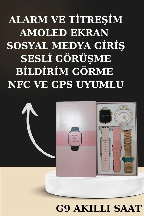 Nabız Ölçer Akıllı Saat ve Bluetooth Kulaklık Hediye Seti - 41mm AMOLED ve Çoklu Şarj
