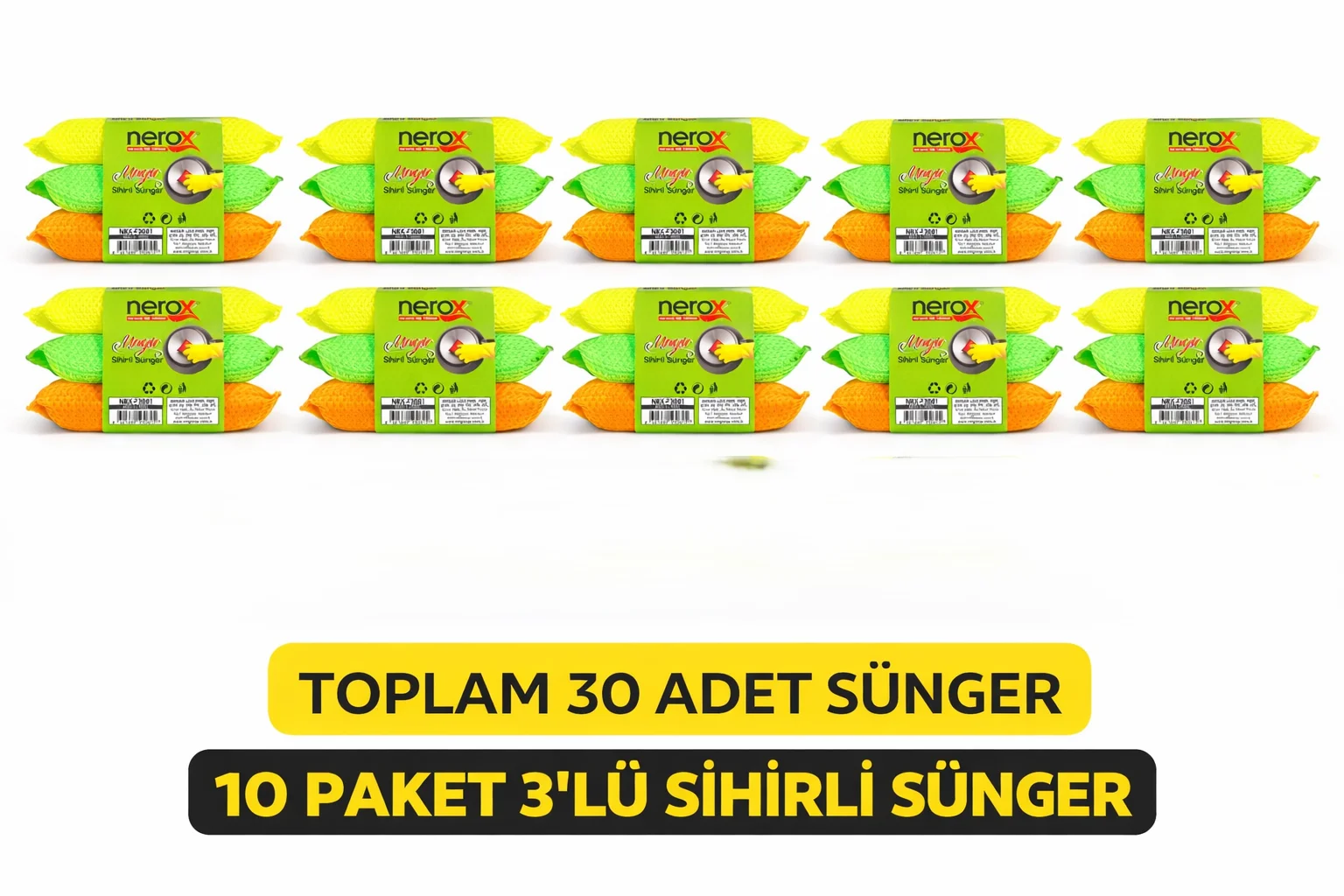 Northcity Nerox Magic Sihirli Sünger 3'lü 10 Paket Toplam 30 Adet