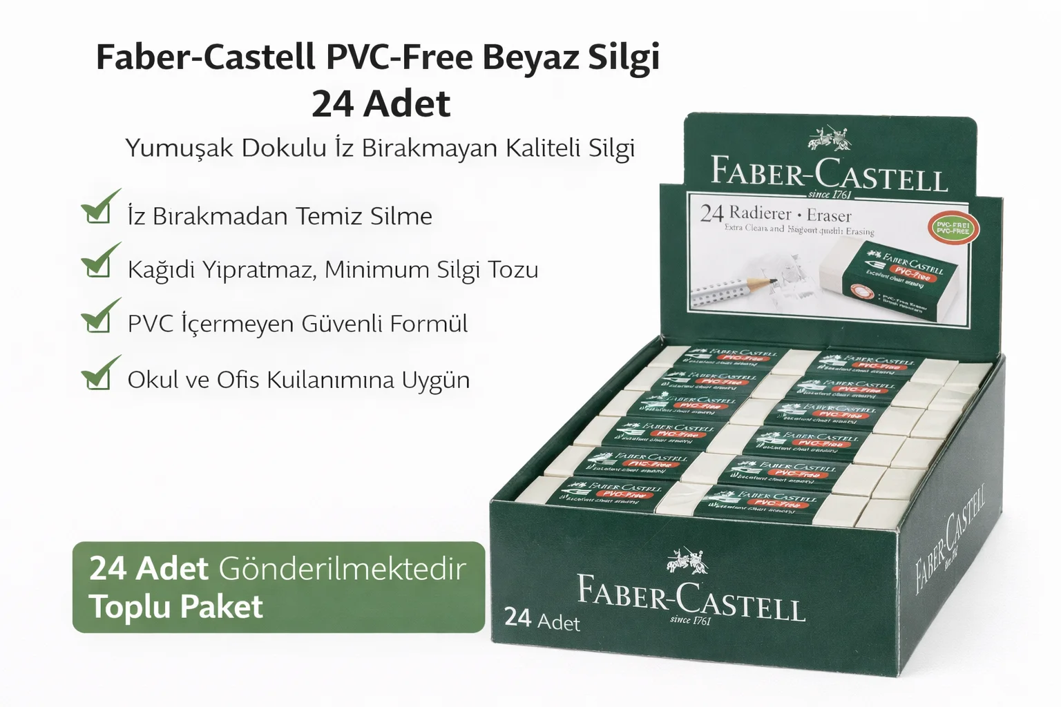 Northcity No24 PVC Free Silgi 24 Adet Standlı Kutu - İz Bırakmaya