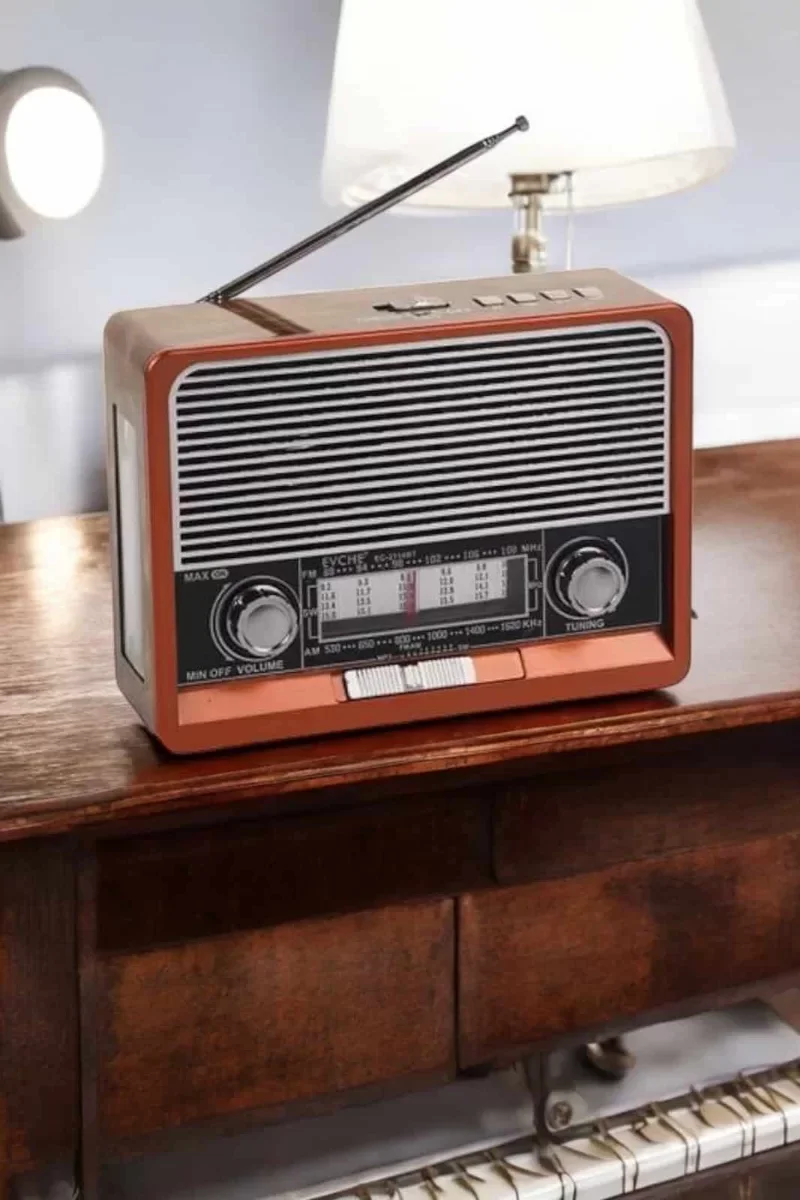 Nostaljik Radyo Bluetooth Ahşap Müzik Kutusu USB SD Kart Entegre