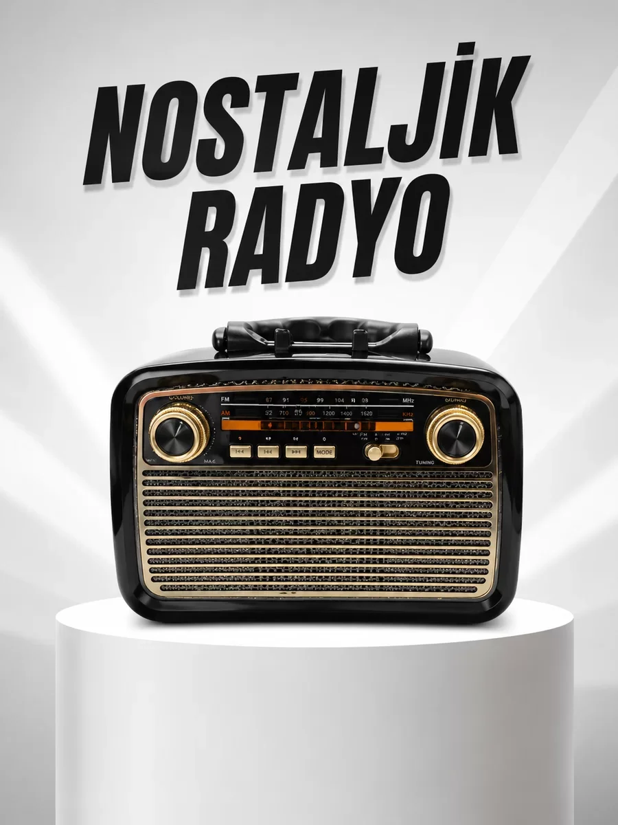 Nostaljik Tasarım Müzik Kutusu Bluetooth El Fenerli Radyo - Çoklu Bağlantı