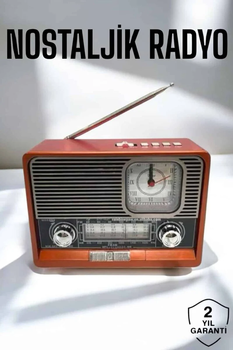 Nostaljik Görünümlü Bluetooth Radyo - Taşınabilir USB ve FM Radyo
